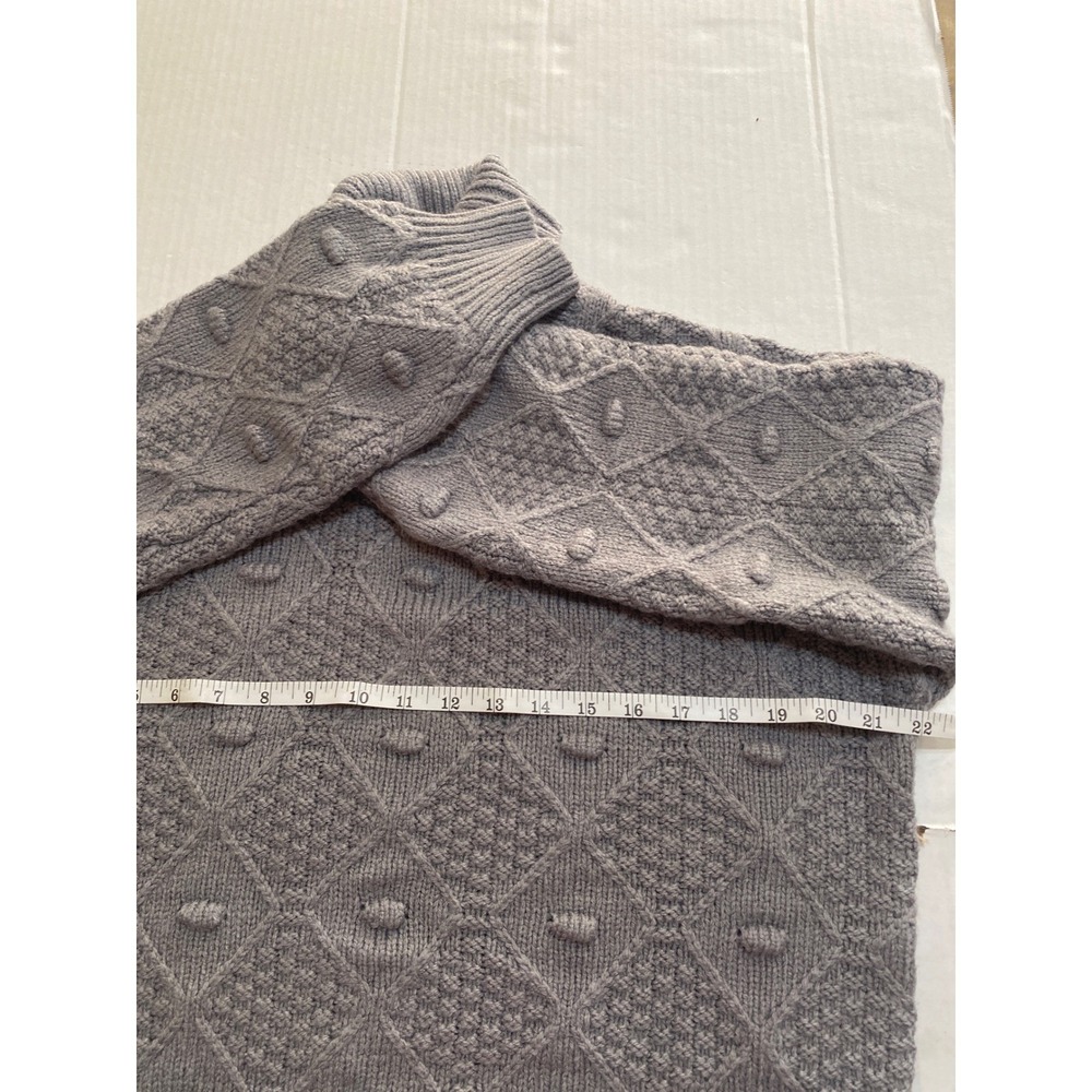 Time and Tru Gray Diamond Cable Knit Bobble Turtleneck Sweater Women's Lg 12-14 - Picture 6 of 8